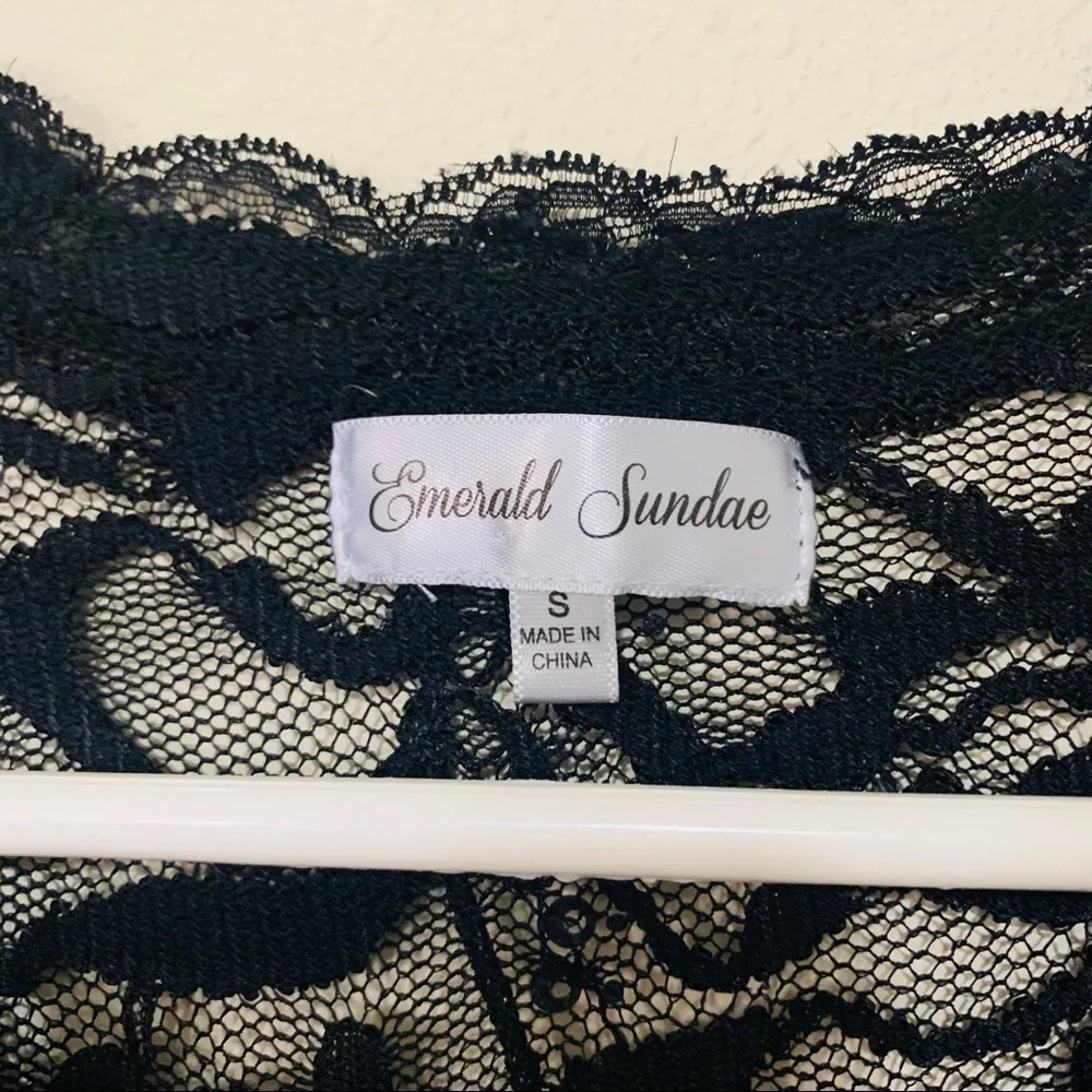 EMERALD SUNDAE black lace sequin bodycon dress S